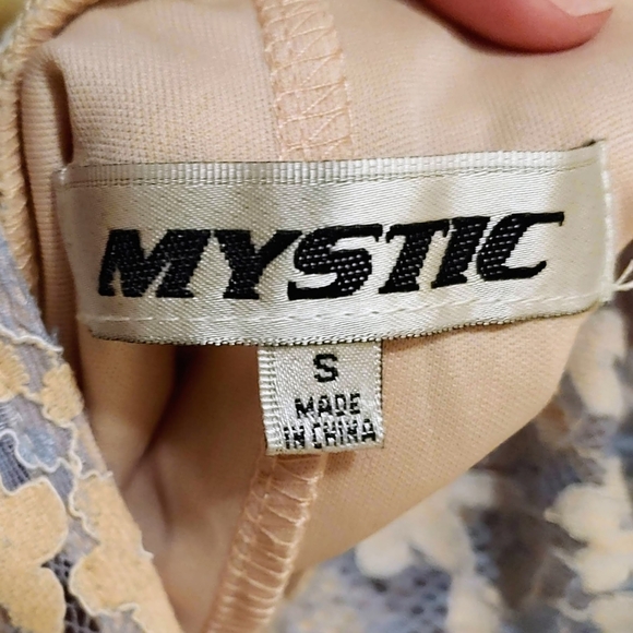 UO Lace Boho minidress,pale blue & peach the back is cutout & semi.sheer NWOT - Picture 6 of 7